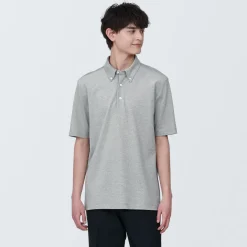 Discount Men's Cool Touch Pique Button Down Short Sleeve Polo Shirt Shirts & Polos