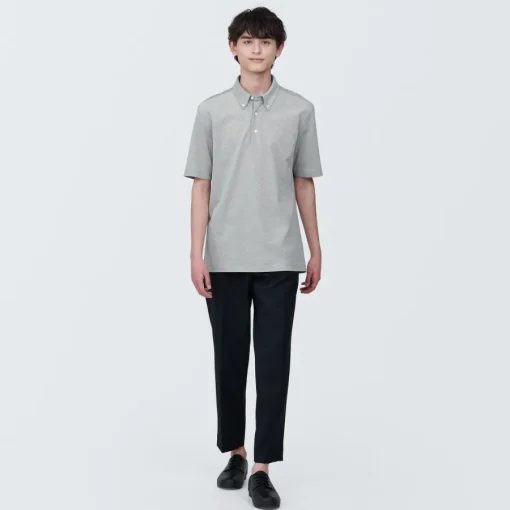 Discount Men's Cool Touch Pique Button Down Short Sleeve Polo Shirt Shirts & Polos