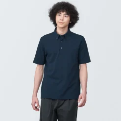 Discount Men's Cool Touch Pique Button Down Short Sleeve Polo Shirt Shirts & Polos