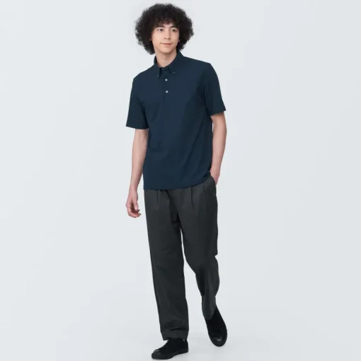 Discount Men's Cool Touch Pique Button Down Short Sleeve Polo Shirt Shirts & Polos
