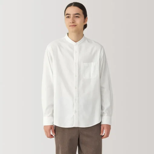 Online Men's Flannel Stand Collar Long Sleeve Shirt Shirts & Polos