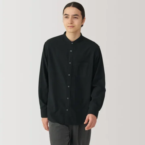 Online Men's Flannel Stand Collar Long Sleeve Shirt Shirts & Polos