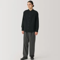 Online Men's Flannel Stand Collar Long Sleeve Shirt Shirts & Polos