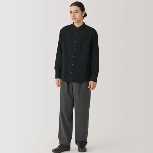 Online Men's Flannel Stand Collar Long Sleeve Shirt Shirts & Polos