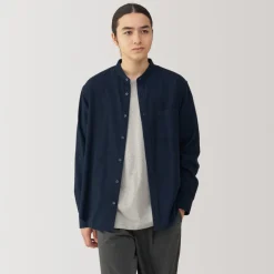 Online Men's Flannel Stand Collar Long Sleeve Shirt Shirts & Polos