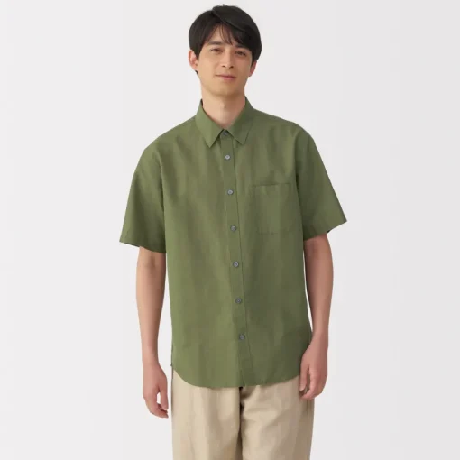 New Men's Hemp Cotton Short Sleeve Shirt Shirts & Polos