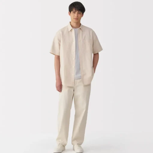New Men's Hemp Cotton Short Sleeve Shirt Shirts & Polos