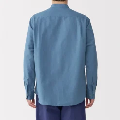 New Men's Hemp Cotton Stand Collar Shirt Shirts & Polos