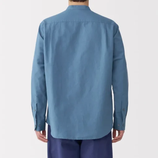 New Men's Hemp Cotton Stand Collar Shirt Shirts & Polos