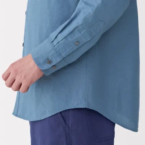 New Men's Hemp Cotton Stand Collar Shirt Shirts & Polos