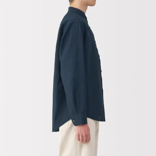 New Men's Hemp Cotton Stand Collar Shirt Shirts & Polos