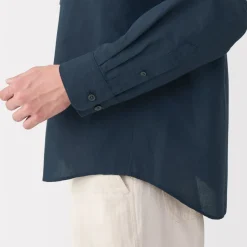 New Men's Hemp Cotton Stand Collar Shirt Shirts & Polos