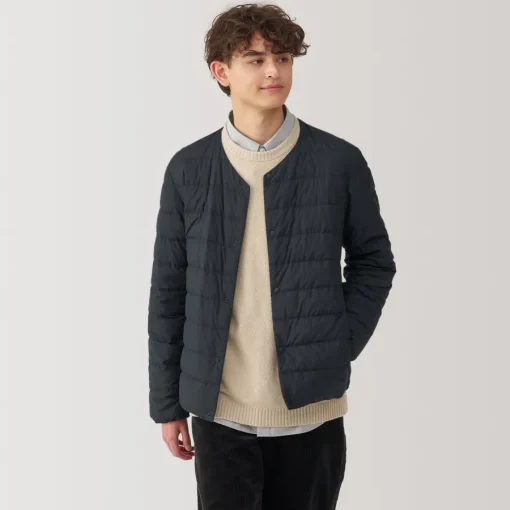 Outlet Men's Lightweight Down Collarless Jacket Lightweight Down Jackets & Vests