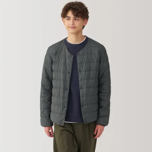 Outlet Men's Lightweight Down Collarless Jacket Lightweight Down Jackets & Vests