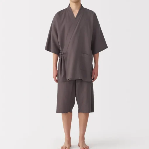 New Men's Lyocell Blend Waffle Weave Jinbei Loungewear Set Pajamas & Loungewear|Loungewear