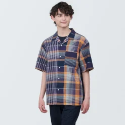 Sale Men's Madras Check Open Collar Short Sleeve Shirt Shirts & Polos