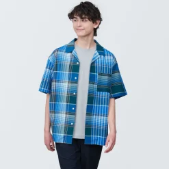 Sale Men's Madras Check Open Collar Short Sleeve Shirt Shirts & Polos