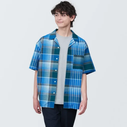 Sale Men's Madras Check Open Collar Short Sleeve Shirt Shirts & Polos