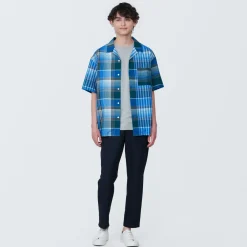 Sale Men's Madras Check Open Collar Short Sleeve Shirt Shirts & Polos