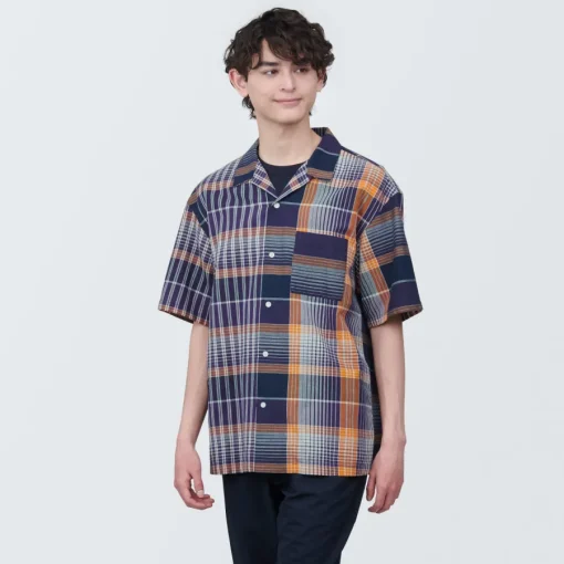 Sale Men's Madras Check Open Collar Short Sleeve Shirt Shirts & Polos