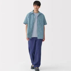 Clearance Men's Madras Check Open Collar Short Sleeve Shirt Shirts & Polos