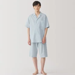 Clearance Men's Side Seamless Seersucker Short Sleeve Pajamas Pajamas & Loungewear|Loungewear