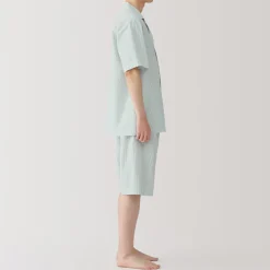 Clearance Men's Side Seamless Seersucker Short Sleeve Pajamas Pajamas & Loungewear|Loungewear