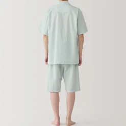 Clearance Men's Side Seamless Seersucker Short Sleeve Pajamas Pajamas & Loungewear|Loungewear