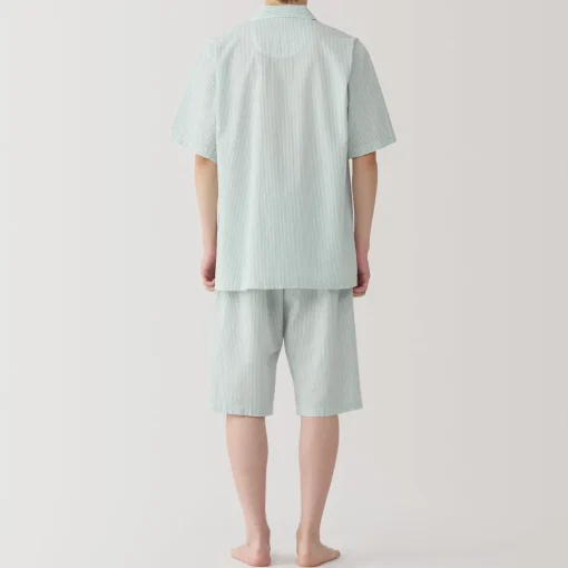 Clearance Men's Side Seamless Seersucker Short Sleeve Pajamas Pajamas & Loungewear|Loungewear