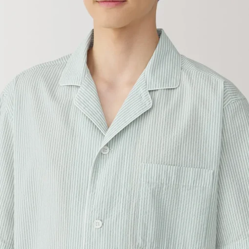 Clearance Men's Side Seamless Seersucker Short Sleeve Pajamas Pajamas & Loungewear|Loungewear