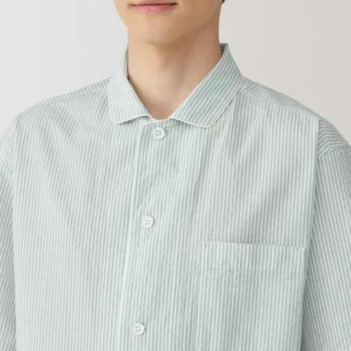 Clearance Men's Side Seamless Seersucker Short Sleeve Pajamas Pajamas & Loungewear|Loungewear