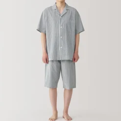 Clearance Men's Side Seamless Seersucker Short Sleeve Pajamas Pajamas & Loungewear|Loungewear