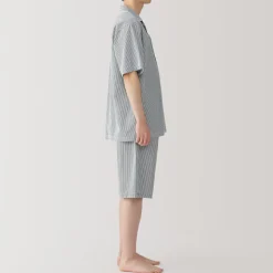 Clearance Men's Side Seamless Seersucker Short Sleeve Pajamas Pajamas & Loungewear|Loungewear