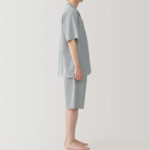 Clearance Men's Side Seamless Seersucker Short Sleeve Pajamas Pajamas & Loungewear|Loungewear