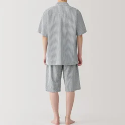 Clearance Men's Side Seamless Seersucker Short Sleeve Pajamas Pajamas & Loungewear|Loungewear