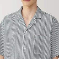 Clearance Men's Side Seamless Seersucker Short Sleeve Pajamas Pajamas & Loungewear|Loungewear
