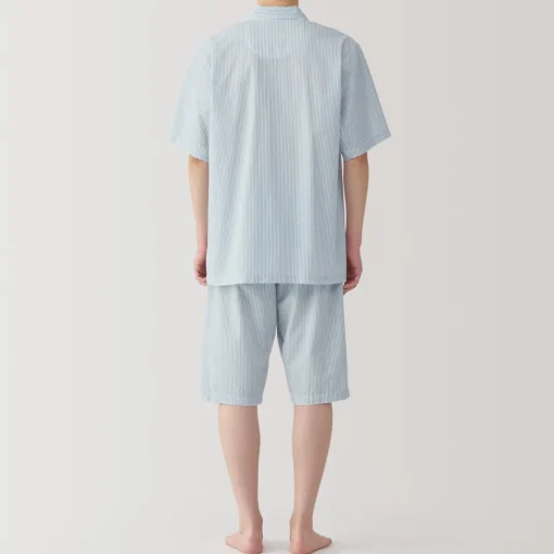 Clearance Men's Side Seamless Seersucker Short Sleeve Pajamas Pajamas & Loungewear|Loungewear