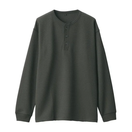 Fashion Men's UV Protection Waffle Henley Long-Sleeve T-Shirt T-Shirts