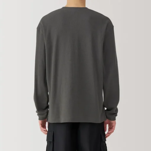 Discount Men's Waffle Henley Neck Long Sleeve T-Shirt T-Shirts