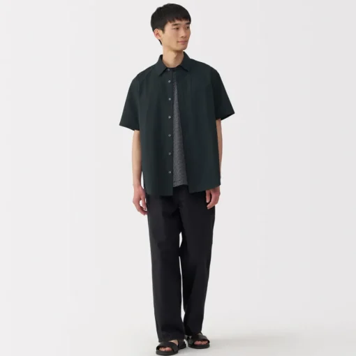 Fashion Men's Washed Broadcloth Short Sleeve Shirt Shirts & Polos