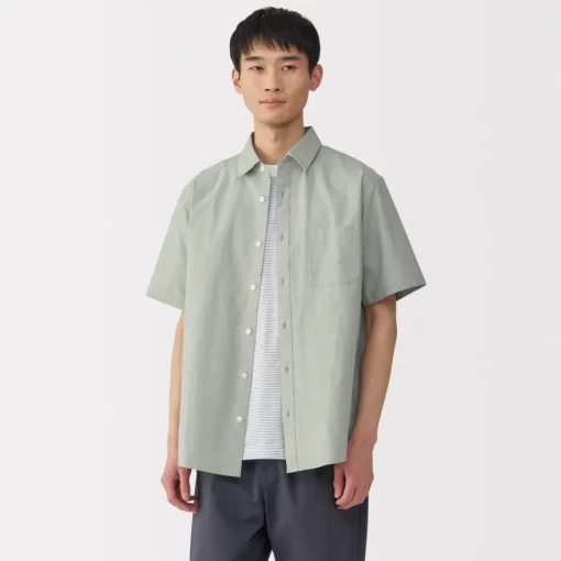 Fashion Men's Washed Broadcloth Short Sleeve Shirt Shirts & Polos
