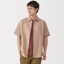 Fashion Men's Washed Broadcloth Short Sleeve Shirt Shirts & Polos