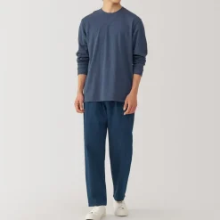 Fashion Men's Washed Denim Easy Pants - Denim