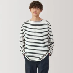 Hot Men's Washed Heavyweight Boat Neck 9/10 Sleeve T-Shirt T-Shirts