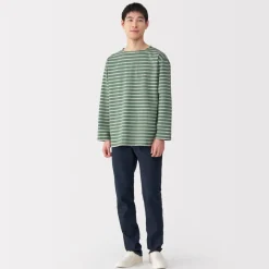 Hot Men's Washed Heavyweight Boat Neck 9/10 Sleeve T-Shirt T-Shirts
