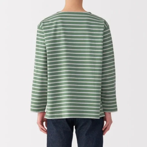 Hot Men's Washed Heavyweight Boat Neck 9/10 Sleeve T-Shirt T-Shirts