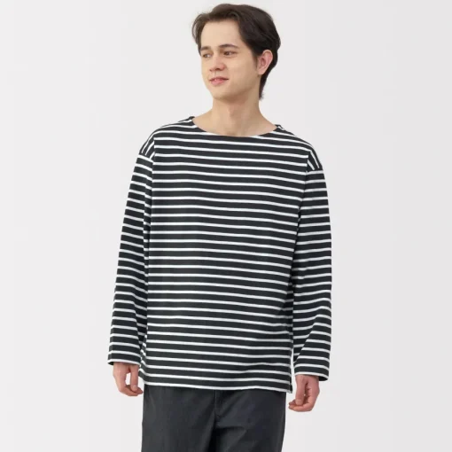 Hot Men's Washed Heavyweight Boat Neck 9/10 Sleeve T-Shirt T-Shirts