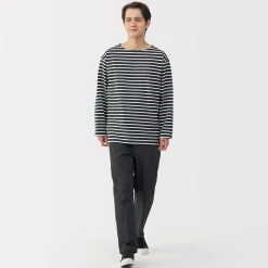 Hot Men's Washed Heavyweight Boat Neck 9/10 Sleeve T-Shirt T-Shirts