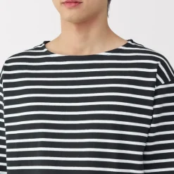 Hot Men's Washed Heavyweight Boat Neck 9/10 Sleeve T-Shirt T-Shirts
