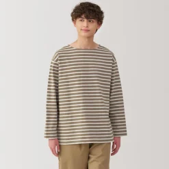 Hot Men's Washed Heavyweight Boat Neck 9/10 Sleeve T-Shirt T-Shirts